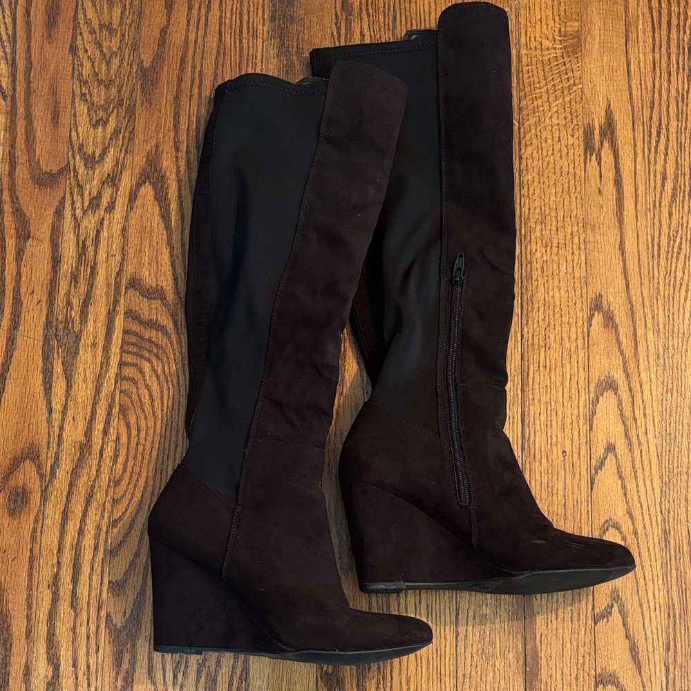 Over-the-Knee Wedge Suede Boots